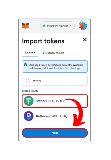 Importing custom token in MetaMask browser extension