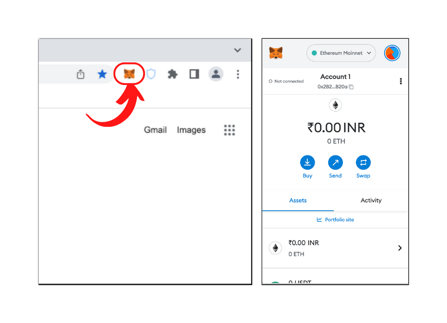 Opening MetaMask extension on Firefox browser