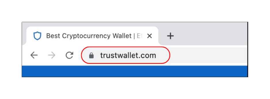 A screenshot of a browser search bar with www.trustwallt.com entered in it