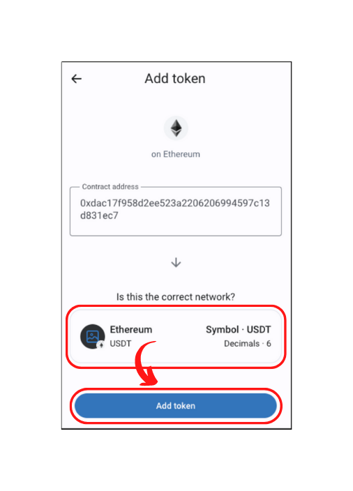 Verifying the token details and adding the token in Trust wallet