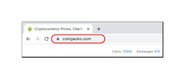 A screenshot of search tab with www.coingecko.com in it