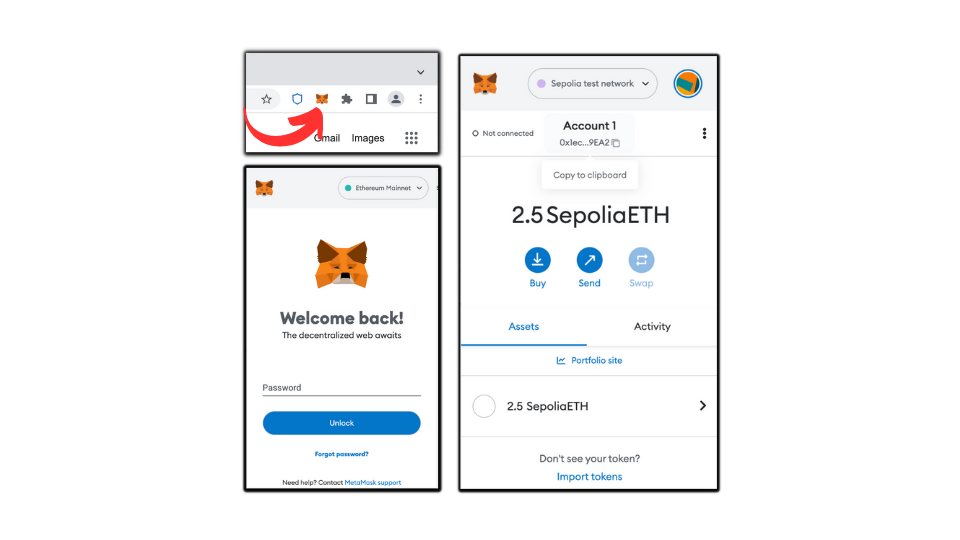 Opening the metamask extension on Chrome