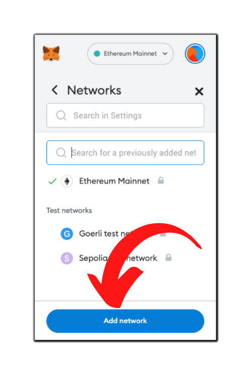 Add network option in metamask